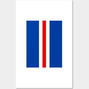 Retro Rangers Vertical Bar Stripes Blue, White, Red Posters and Art